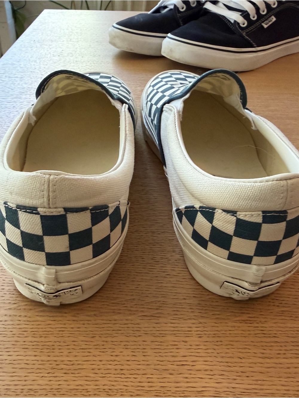 Vans Slip-On Checkerboard Sneakers in Stargazer Blue and White - Picture 3 of 3